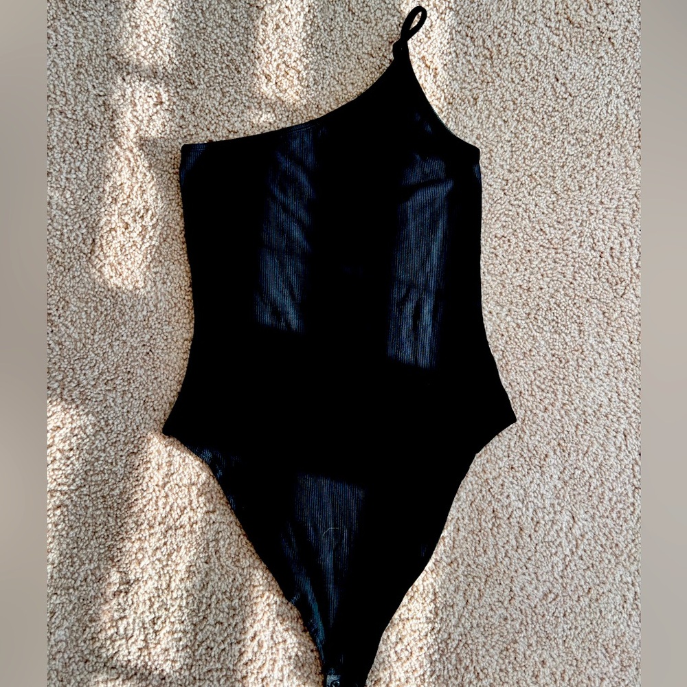 Flannel One Shoulder Bodysuit